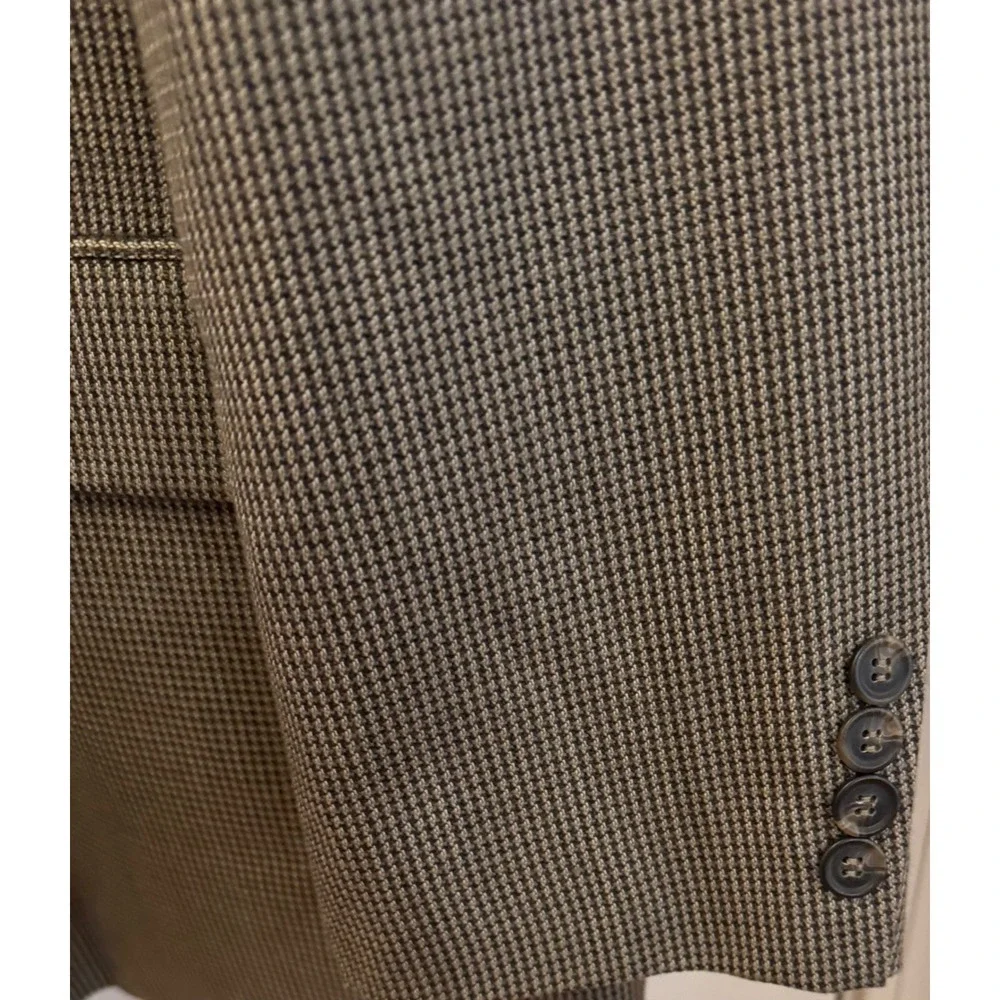 Haggar Men's Houndstooth Wool Blend Brown Tan Sport Coat 44R